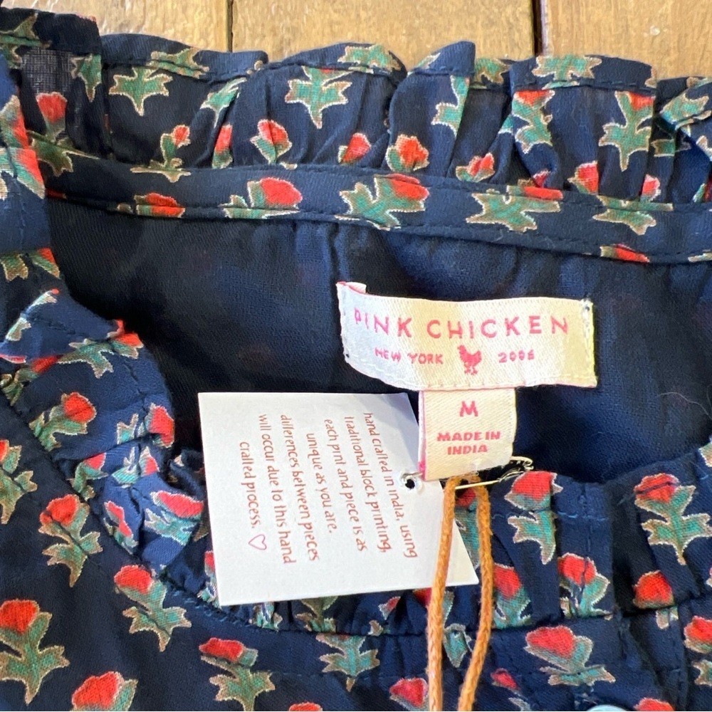 Pink Chicken Kalari Double Ruffle Dress Medium Navy Carnation New Prairiecore - Picture 4 of 10